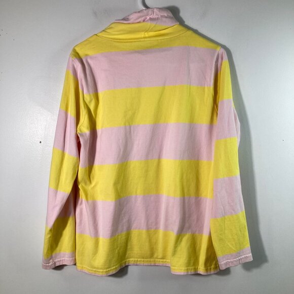 Womens J Crew Cowel Neck Striped Pullover Sweatshirt M Cotton Pink Yellow - Picture 2 of 8